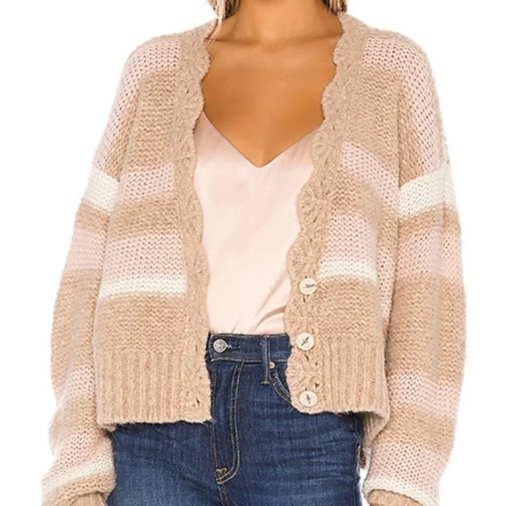 Nwt Free People Fine Time Striped Cardigan Sweater - Picture 2 of 7